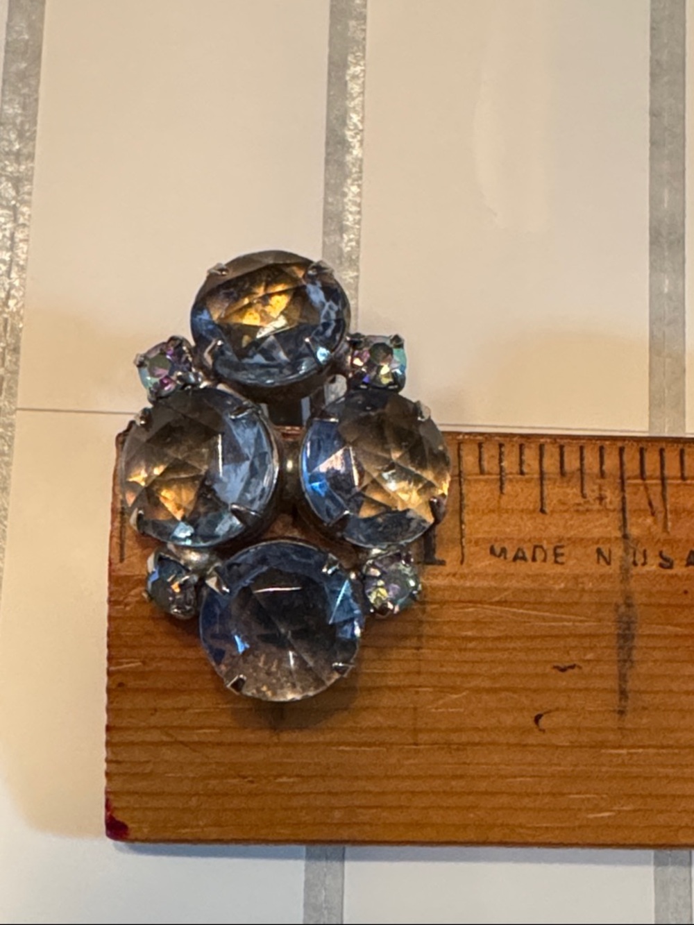 Vintage Blue Crystal Cluster clip on earrings.